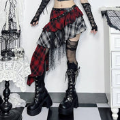 Plaid Asymmetrical Skirt