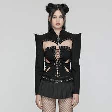 Gothic Pointy Shoulders Studded Bolero Jacket