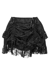 Black Lace Ruched Bustle Skirt Curvy