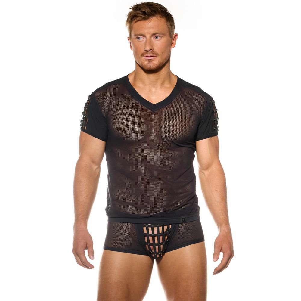 Cage Muzzle Short Sleeve Fishnet Shirt