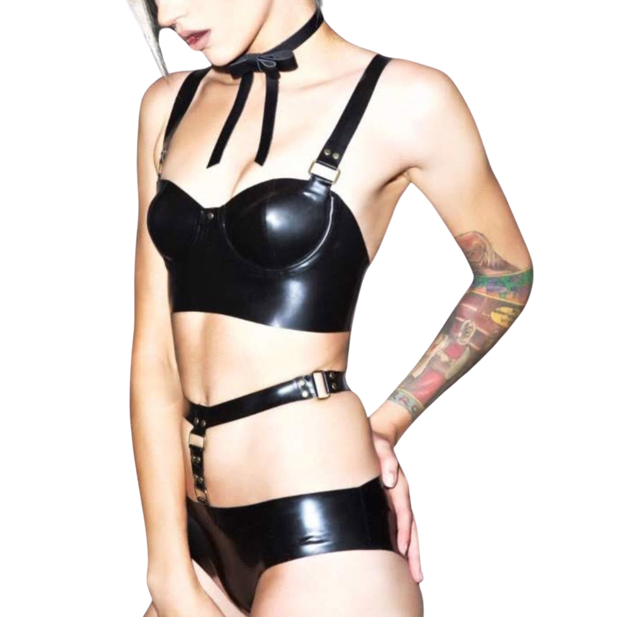 Hardware Latex Lingerie Set