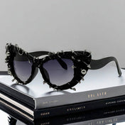 Gothic Punk Cat Eye Sunglasses with Metal Studs