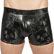 Skull & Roses Textured Latex Brief Shorts