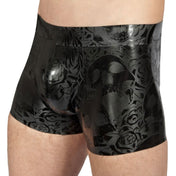 Skull & Roses Textured Latex Brief Shorts