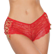 Lace Booty Shorts with Bells  Red