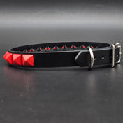 BLACK LEATHER CHOKER WITH 1 ROW 1/2" PYRAMID STUDS