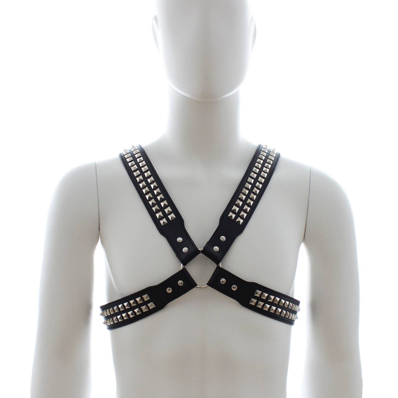 Halford Style Studded X-Cross PVC Vegan Chest Harness