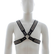 Halford Style Studded X-Cross PVC Vegan Chest Harness