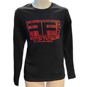 Cotton apparel top shirt long-sleeve longsleeve sleeved sleeves crewneck crew-neck branded branding ff-logo logo-gear barcode-logo FFW28 28-year transform-yourself unapologetic bold stylish kink kinky kinkster fetish fashion alt-fashion punk rock goth gothic gifts unisex black