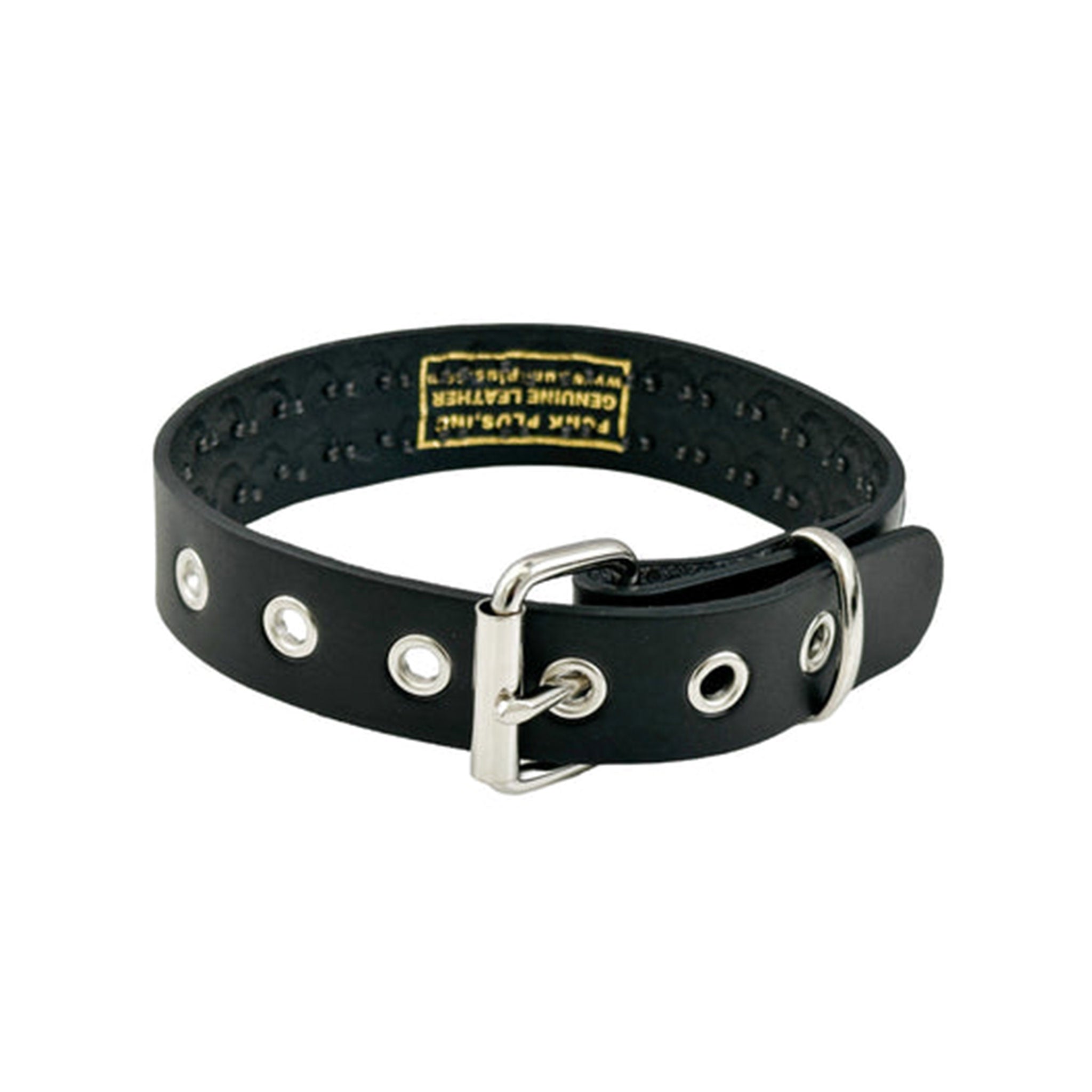 Leather genuine collar choker stud studs studded flat round nail-head 2-row 2-rows bdsm bondage kink fetish fetish-fashion alt-fashion accessories black