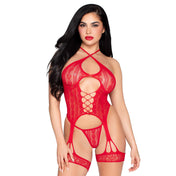 Nylon spandex seethru see-thru see-through net heart-net apparel intimates lingerie lingerie-set lingerie-teddy lingerie-babydoll 2pc 2-pc 2-piece two-piece cami camisole cami-garter garter-straps adjustable crossover cross-over panty panties thong g-string heart-pattern sexy soft stretchy spicy breathable curve-hugging booty-cupping seduction valentines gifts female femme feminine womens red