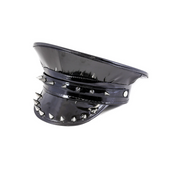 cone spike captain hat police style fetish gothic headwear vegan leather dual row metal spikes unisex accessory