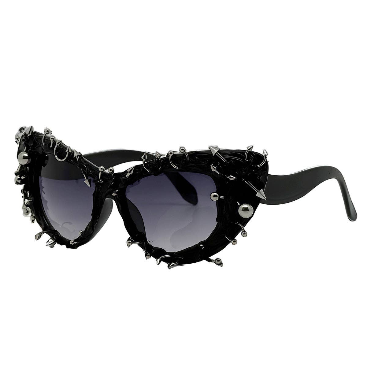 Gothic Punk Cat Eye Sunglasses with Metal Studs
