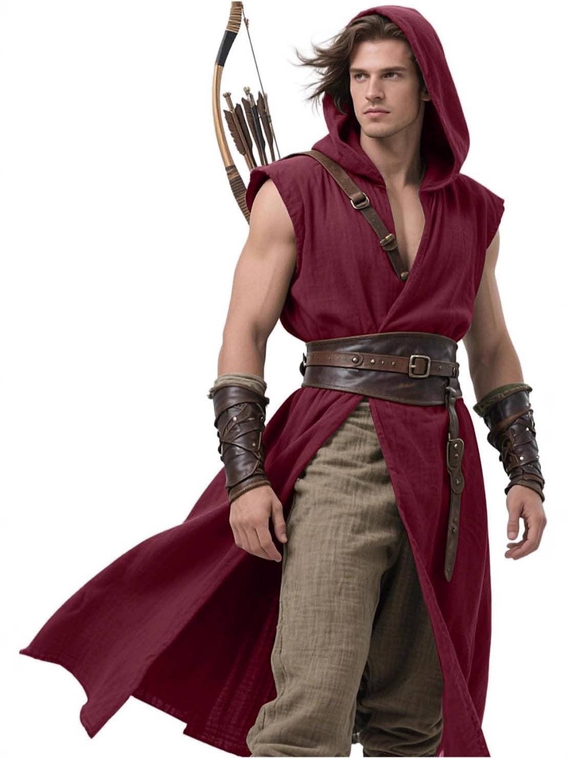 Men's Viking Hooded Sleeveless Coat