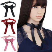 Long PU Leather Bow Choker