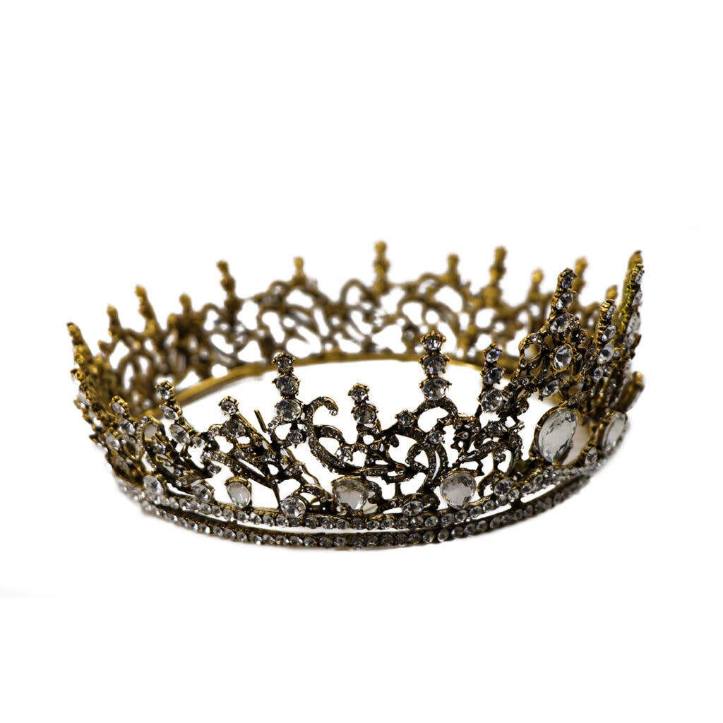 Metal Silver Crown w/ Clear Gemstones