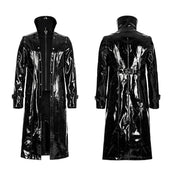 Terminator Matrix PVC Goth Trench Coat – Sleek black PVC trench coat, cyberpunk-inspired gothic fashion – Fetish clothing for cosplay and events