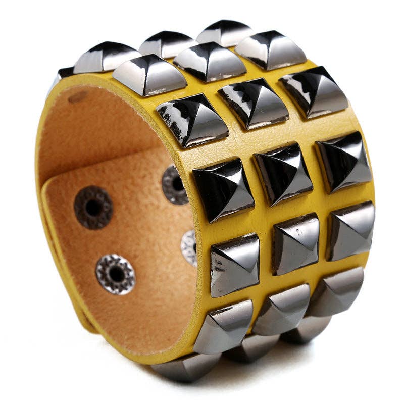 Leather Bracelet Geometric Design
