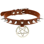 Star Pendant Leather Choker w/ Studs