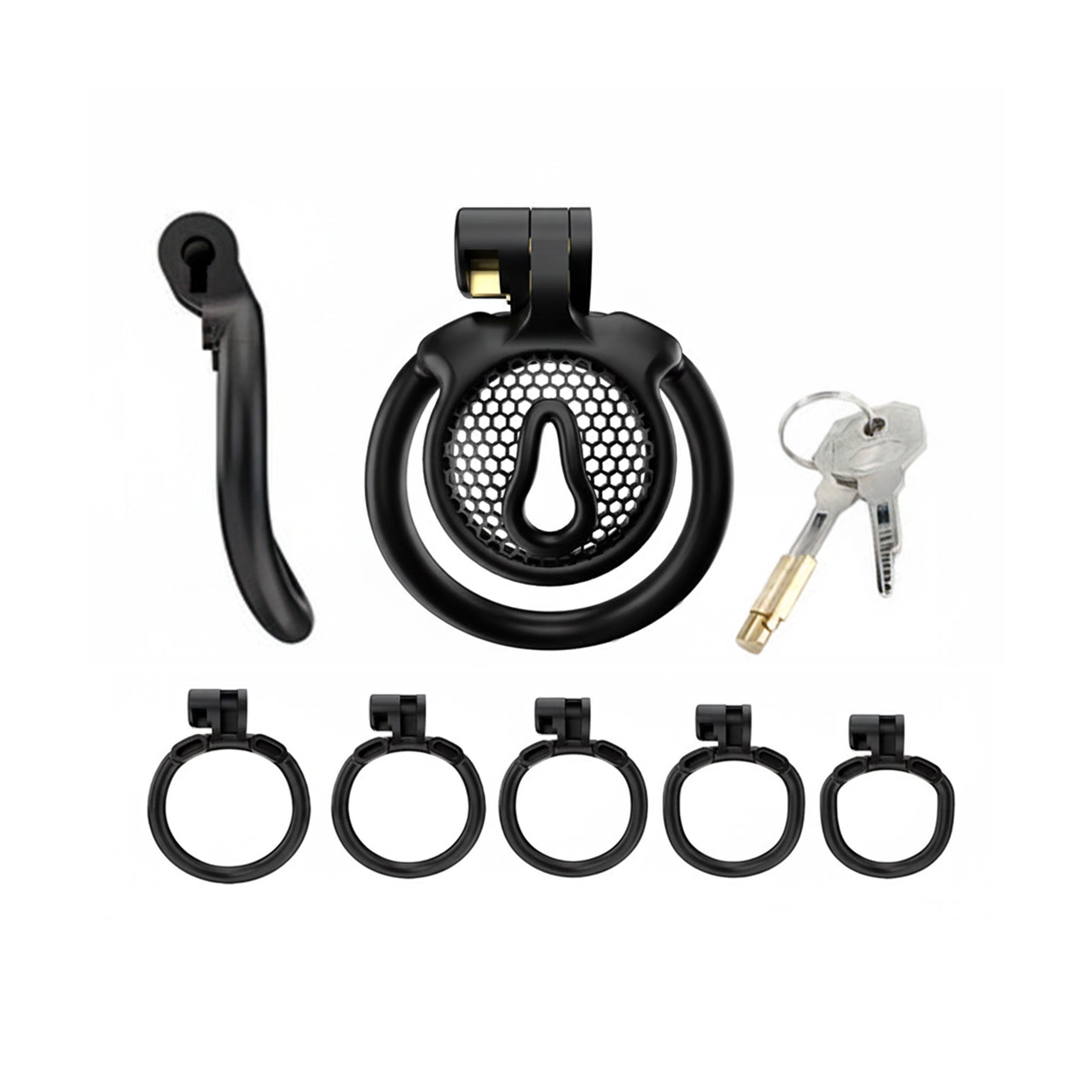 Nylon nylon-resin plastic accessories chastity male-chastity cock cage cock-cage shield-cage cockring cock-ring ring arched-cockring cock&ball cock-and-ball cnb locking lockable magic-lock hexagonal honeycomb honey-comb 3d mini miniature smooth sturdy durable comfortable compact sleek lightweight breathable ergonomic bondage bdsm kink kinky kinky-play kinky-toys adult-toys male masculine masc mens menswear guys dudes femboy fem-boy black