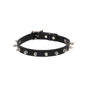 leather choker with half inch metal spikes 3/4 inch wide punk goth spiked collar adjustable buckle fetish jewelry accessory