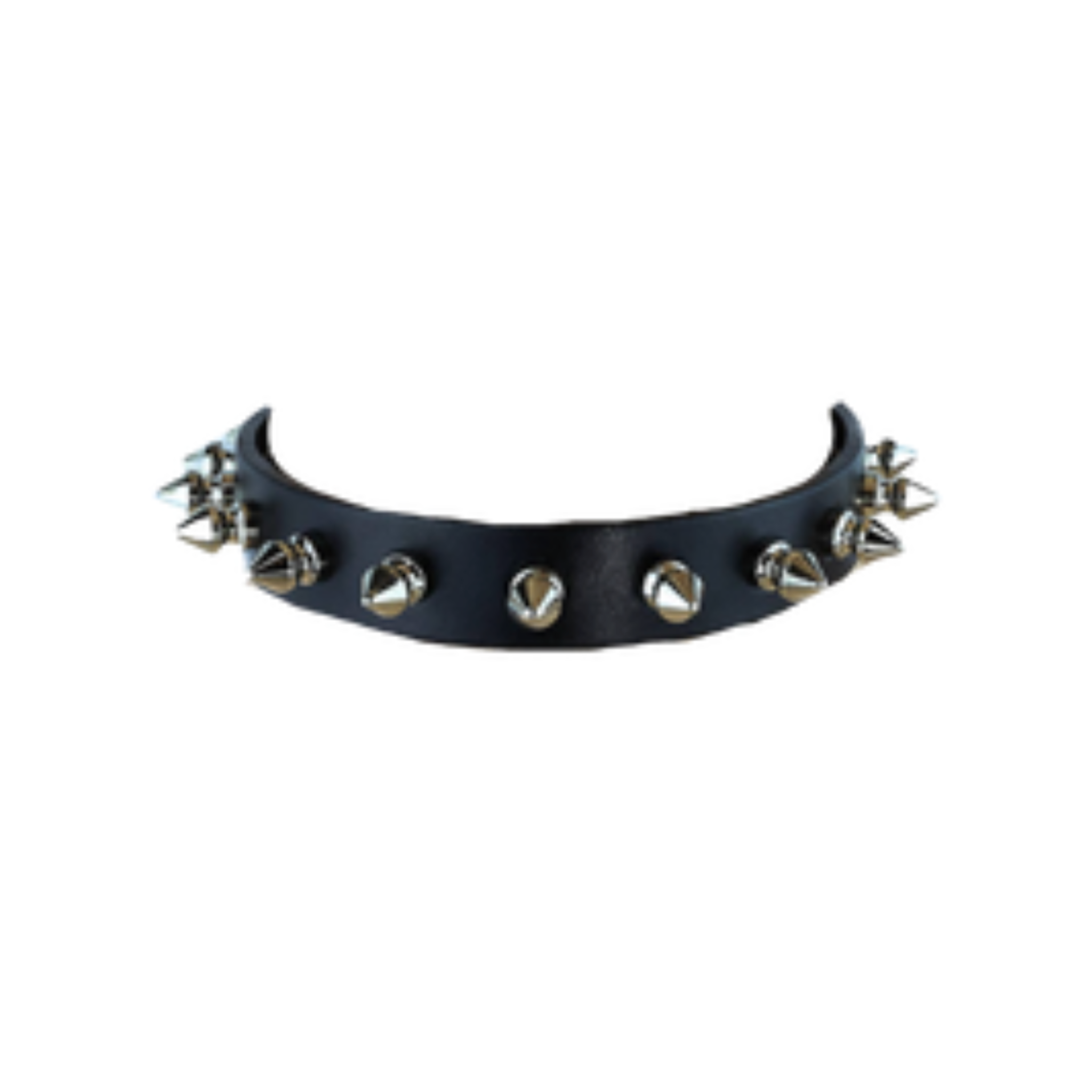 leather choker with half inch metal spikes 3/4 inch wide punk goth spiked collar adjustable buckle fetish jewelry accessory