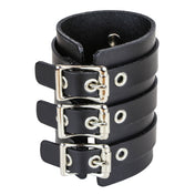Leather genuine-leather accessories jewelry bracer bracelet wrist-cuff wrist adjustable buckle buckling straps grommets riveted-straps sexy soft fetish fashion alt-fashion alternative rock punk goth gothic cyber festival renfaire renaissance fantasy bondage bdsm bdsm-gear bdsm-fashion kink kinky kinkwear restraints costume cosplay halloween halloween-accessories gift holiday-gifts holiday-shop male masculine masc mens menswear guys dudes unisex black