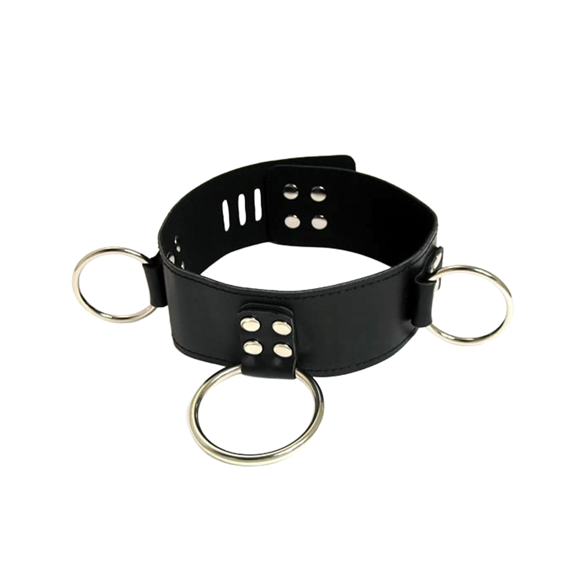 Leather faux-leather accessories restraints collar choker bondage-collar O-ring lock-plate lockplate locking lockable adjustable slot-holes adjustment-slots basic sturdy matte-finish fetish fashion alt-fashion alternative punk goth gothic cyber cyberpunk bondage bdsm bdsm-gear bdsm-toys sub submissive submission kink kinky kinky-gear kinky-toys kinkwear costume cosplay halloween unisex black