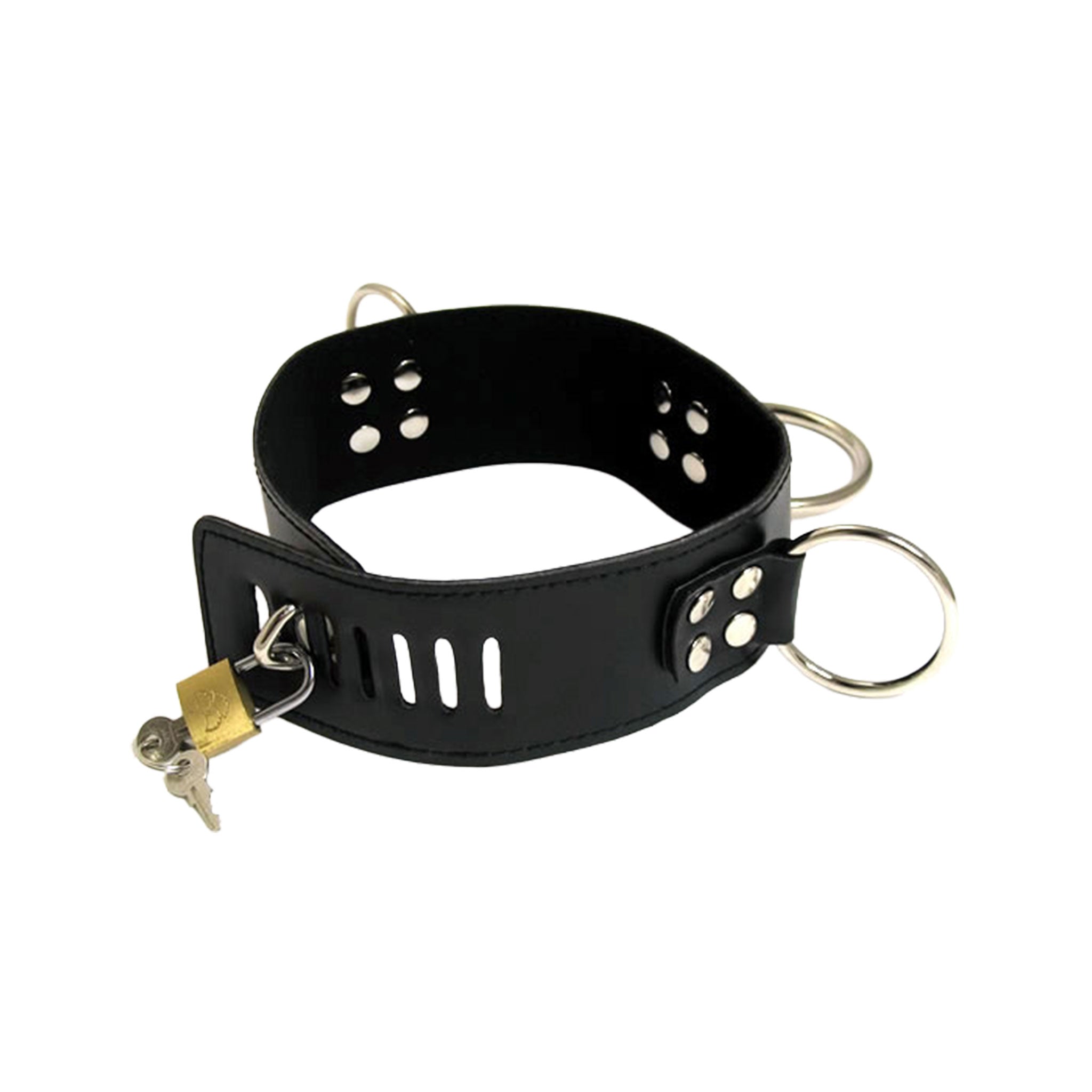 Leather faux-leather accessories restraints collar choker bondage-collar O-ring lock-plate lockplate locking lockable adjustable slot-holes adjustment-slots basic sturdy matte-finish fetish fashion alt-fashion alternative punk goth gothic cyber cyberpunk bondage bdsm bdsm-gear bdsm-toys sub submissive submission kink kinky kinky-gear kinky-toys kinkwear costume cosplay halloween unisex black