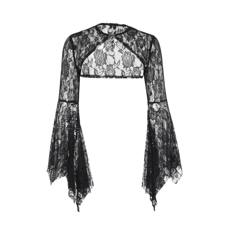 Sexy Lace Batwing Sleeve Open Front Top