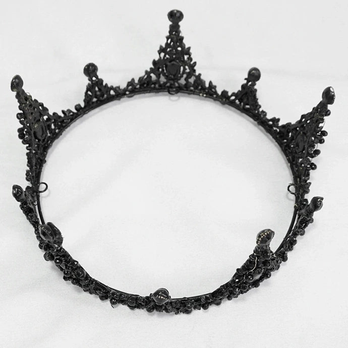 Black gothic crown, ornate gothic black crown, gothic headpiece with intricate details, fetish gothic crown, black crown for themed events, gothic accessories, 14.5" inner diameter