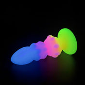 Alien Nation Sprite silicone anal plug blue pink yellow glow-in-the-dark body-safe silicone three sections ridges strong suction base anal pleasure