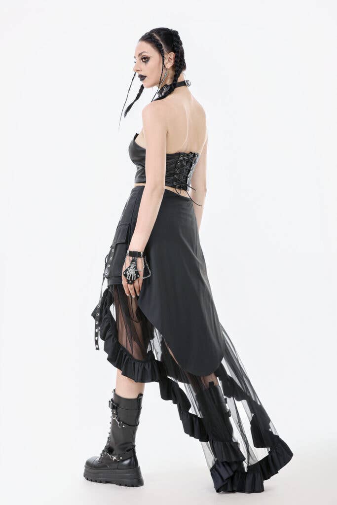 Metal Studded Skirt w/ Mesh Tail