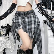 Asymmetrical Black Goth Style Pleated Skirt