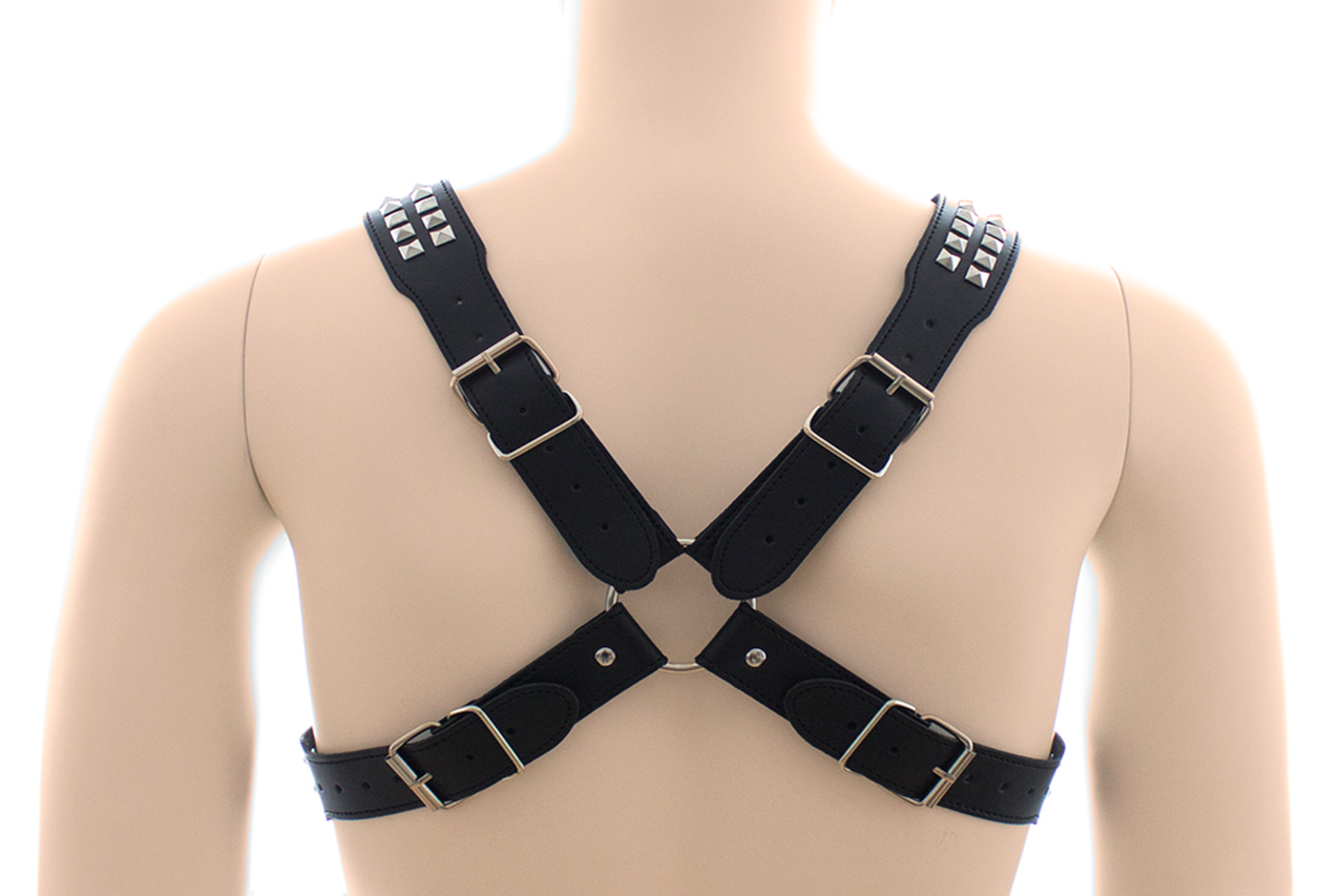 Halford Style Studded X-Cross PVC Vegan Chest Harness