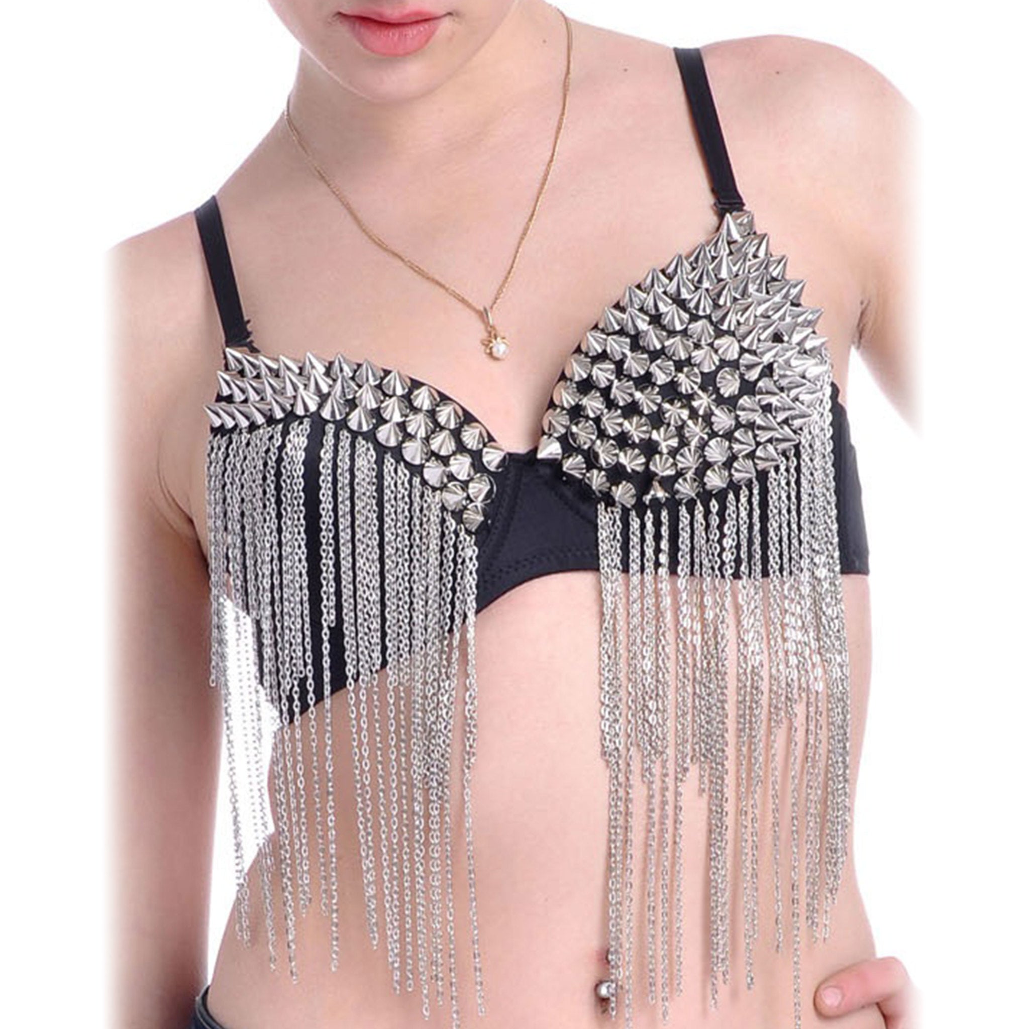 Bra With Chrome Spikes & Chains