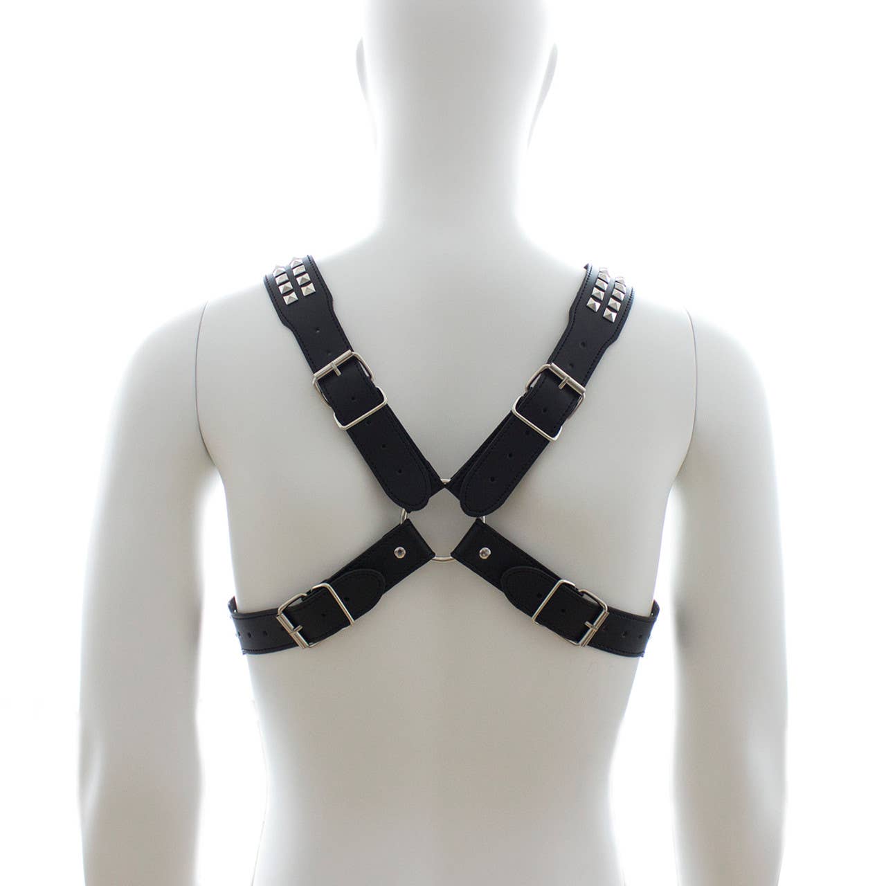 Halford Style Studded X-Cross PVC Vegan Chest Harness