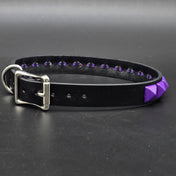 BLACK LEATHER CHOKER WITH 1 ROW 1/2" PYRAMID STUDS