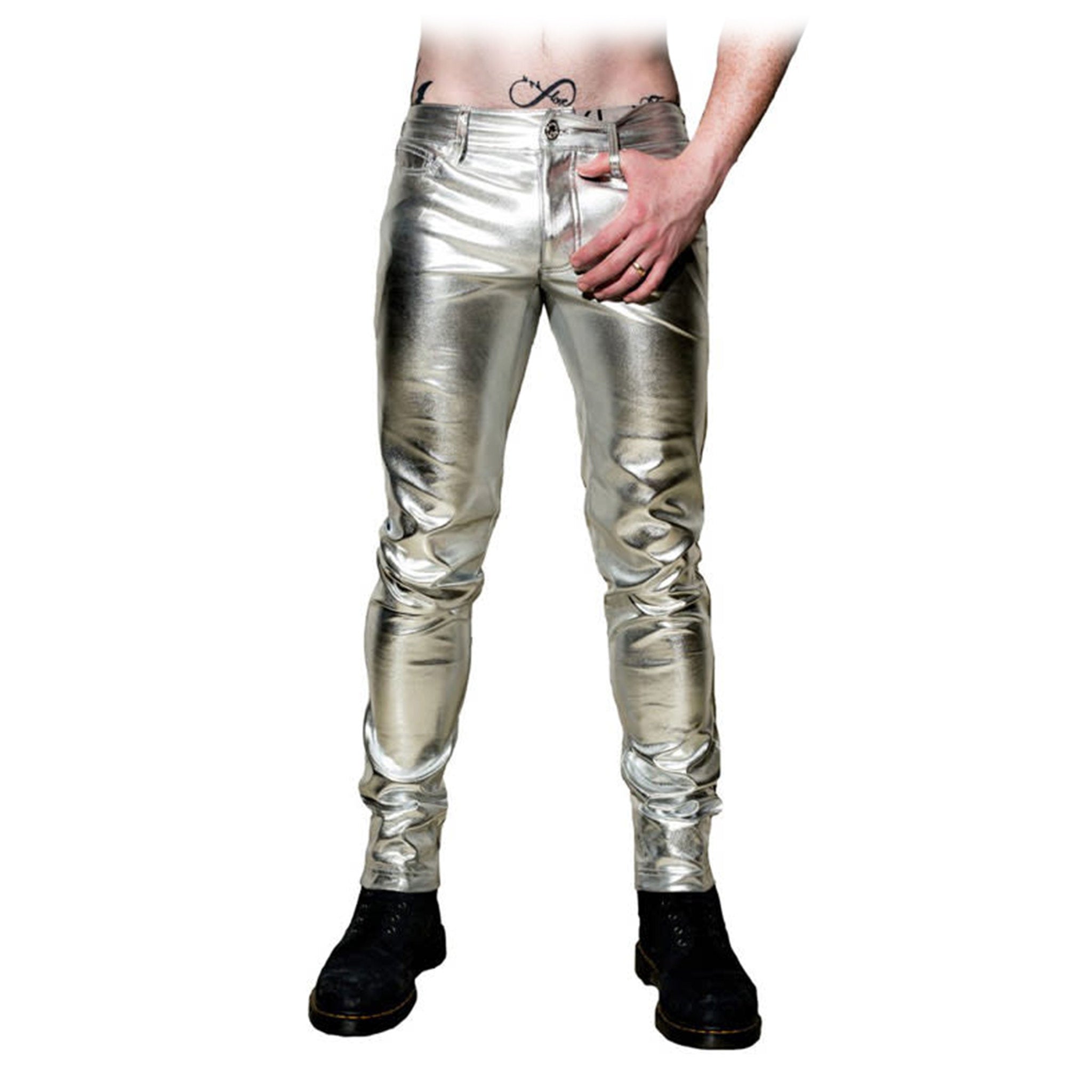 Men's Bone Fit Vinyl Skinny Jeans