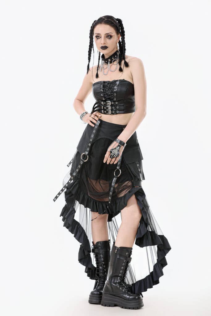 Metal Studded Skirt w/ Mesh Tail