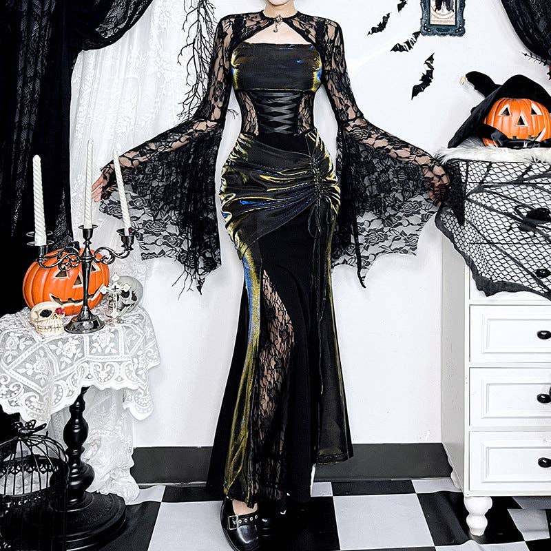 Sexy Lace Batwing Sleeve Open Front Top