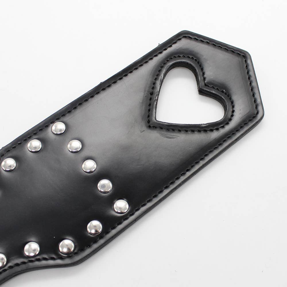 Paddle - Red PVC Studded Heart Cut-Out Spanking Hand Slapper