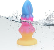 Alien Nation Sprite silicone anal plug blue pink yellow glow-in-the-dark body-safe silicone three sections ridges strong suction base anal pleasure