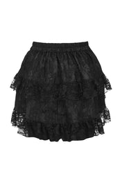 Black Lace Ruched Bustle Skirt Curvy