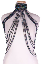 Beaded Draped Body Jewelry Top with Collar