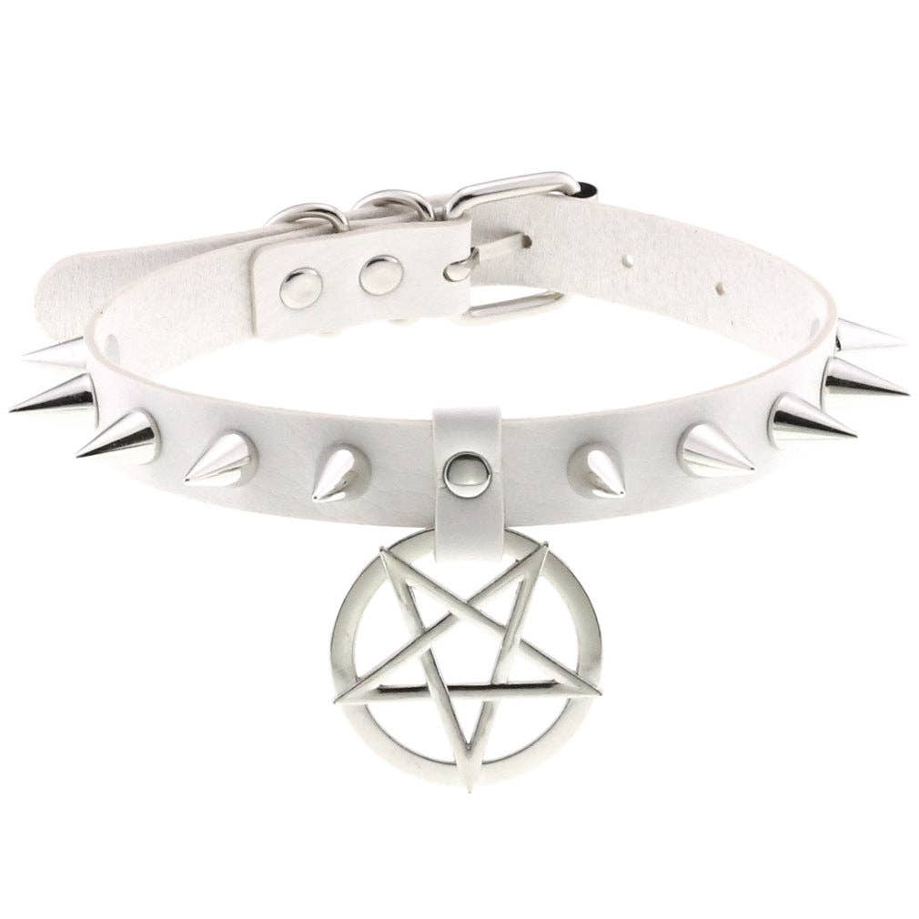 Star Pendant Leather Choker w/ Studs