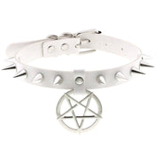 Star Pendant Leather Choker w/ Studs