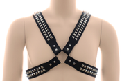 Halford Style Studded X-Cross PVC Vegan Chest Harness
