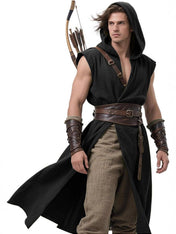 Men's Viking Hooded Sleeveless Coat