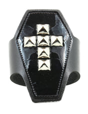 Black Coffin Bracelet w/ Pyramid Studs